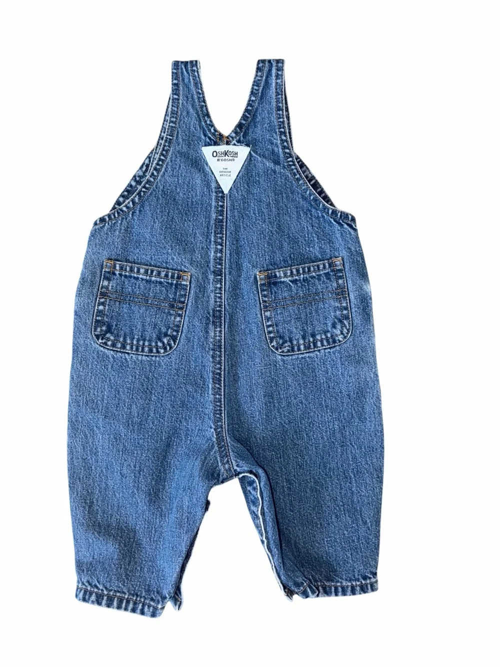 Vintage 90s OshKosh B'gosh Baby Girls Blue Denim Baby Overalls 3-6M Pink Vestbak